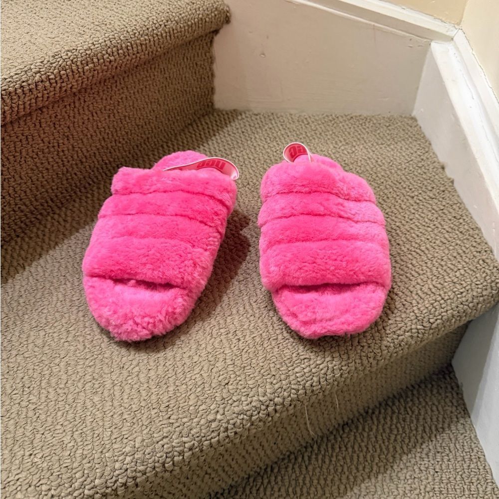 UGG Pink Fluffy Sandals